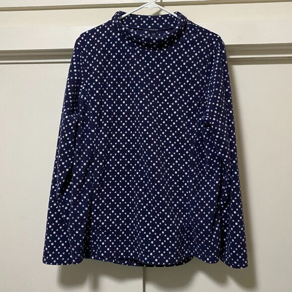 Lands' End long sleeve, navy & white fleece tunic, size L/T (14-16) - Picture 1 of 8